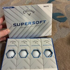 Callaway White Supersoft Golf Balls. 4 sleeves and footjoy glove.